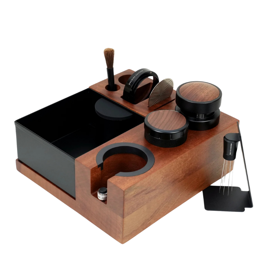 BC  Mahogany Tamping Station & Knock Box Set W2